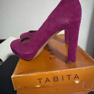 Tabitha Fuchsia Suede Heels